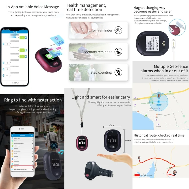 TGPS0033_B2.webp REACHFAR RF-V45-A Mini Touch Screen GPS Smart Tracker Pendant, Support SOS / Camera / Health Management / 4G LTE, For Asia/Europe/Africa - Image 3