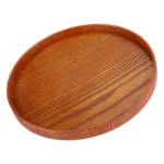 Creative Round Solid Wood Tea Tray Hotel Wooden Tay Storage Tray, Diameter: 33cm - Image 2