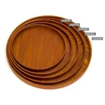 Creative Round Solid Wood Tea Tray Hotel Wooden Tay Storage Tray, Diameter: 33cm - Image 4