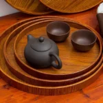 Creative Round Solid Wood Tea Tray Hotel Wooden Tay Storage Tray, Diameter: 33cm - Image 6