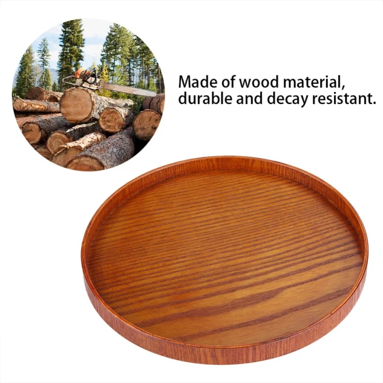 TST10365_2.webp Creative Round Solid Wood Tea Tray Hotel Wooden Tay Storage Tray, Diameter: 37.5cm - Image 3