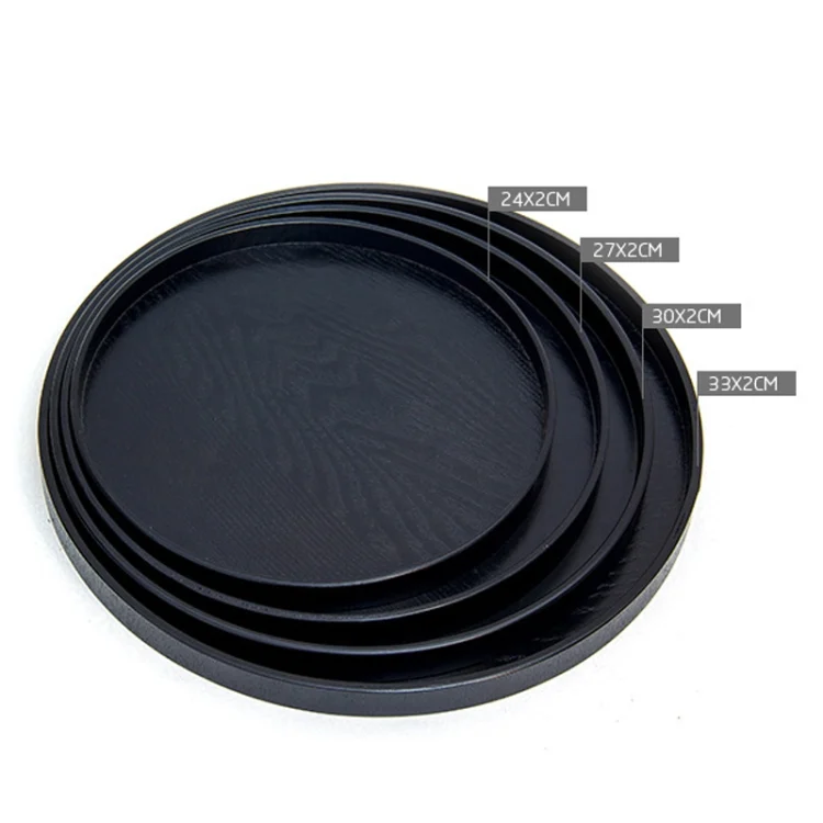 TST10373_3.webp Creative Round Solid Wood Tea Tray Hotel Wooden Tay Storage Tray, Diameter: 30cm - Image 4