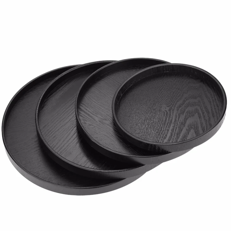 TST10373_4.webp Creative Round Solid Wood Tea Tray Hotel Wooden Tay Storage Tray, Diameter: 30cm - Image 5