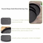 Creative Round Solid Wood Tea Tray Hotel Wooden Tay Storage Tray, Diameter: 37.5cm - Image 7