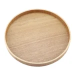 Creative Round Solid Wood Tea Tray Hotel Wooden Tay Storage Tray, Diameter: 33cm - Image 3
