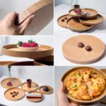 Creative Round Solid Wood Tea Tray Hotel Wooden Tay Storage Tray, Diameter: 33cm - Image 6
