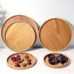 Creative Round Solid Wood Tea Tray Hotel Wooden Tay Storage Tray, Diameter: 33cm - Image 7