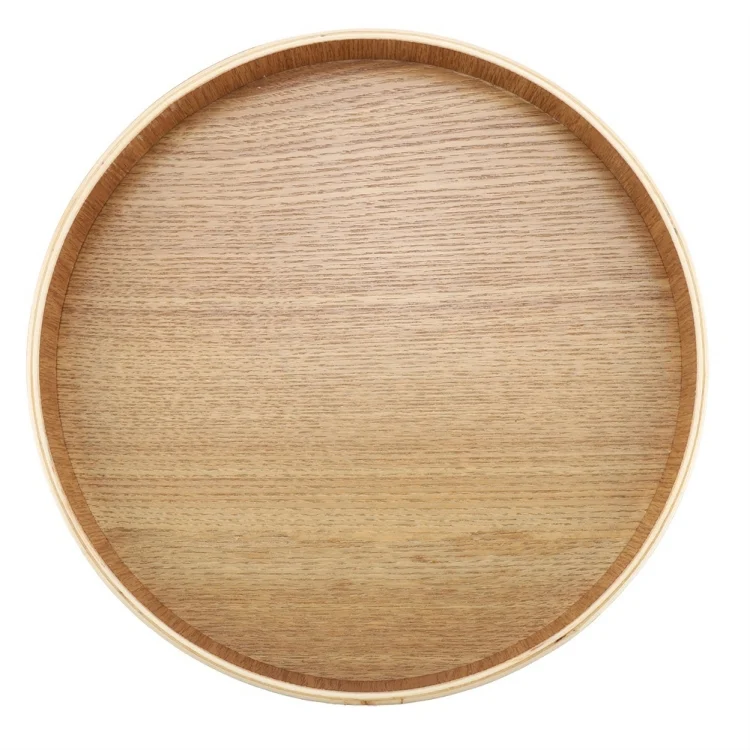TST10395_1.webp Creative Round Solid Wood Tea Tray Hotel Wooden Tay Storage Tray, Diameter: 37.5cm - Image 2