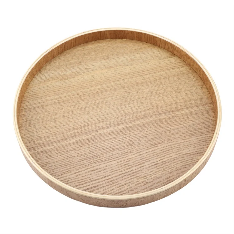 TST10395_2.webp Creative Round Solid Wood Tea Tray Hotel Wooden Tay Storage Tray, Diameter: 37.5cm - Image 3