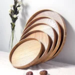 Creative Round Solid Wood Tea Tray Hotel Wooden Tay Storage Tray, Diameter: 37.5cm - Image 5