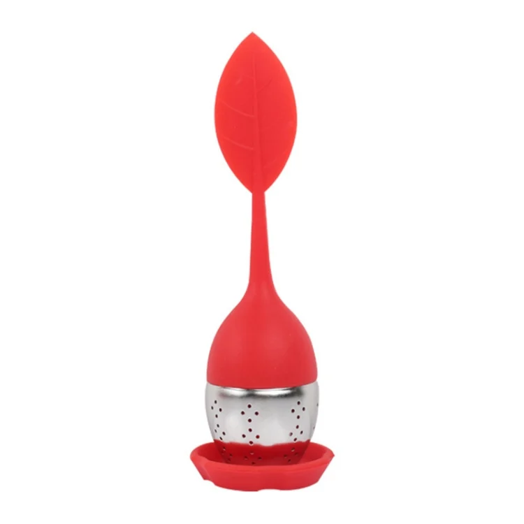 TST2606R_1.webp Stainless Steel Leaf Shape Silicone Tea Bag Tea Strainers - Image 2