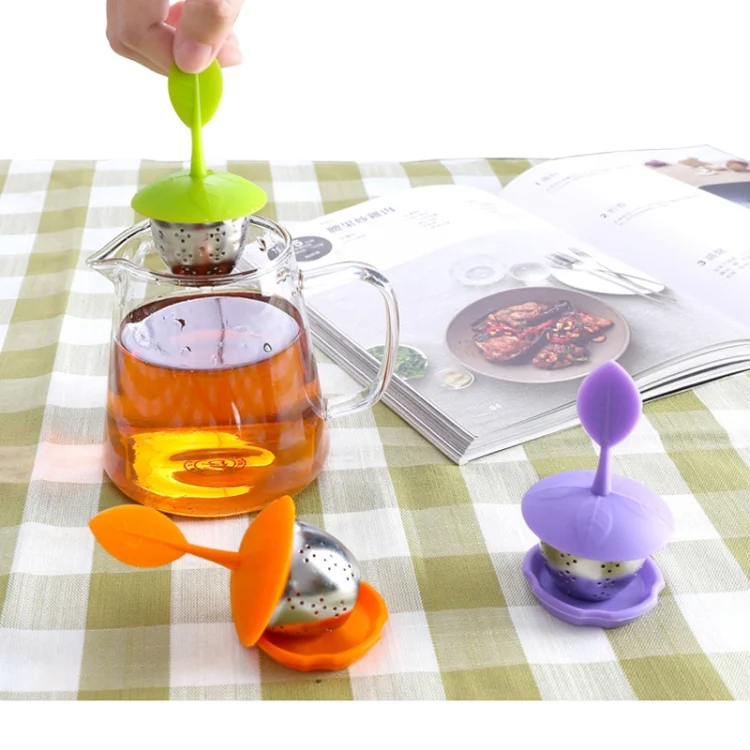 TST2606R_6.webp Stainless Steel Leaf Shape Silicone Tea Bag Tea Strainers - Image 7