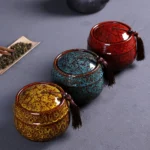 Kiln Transmutation Ceramic Mini Tea Pot Storage Moisture-proof Can Sealed Tea Tank - Image 6