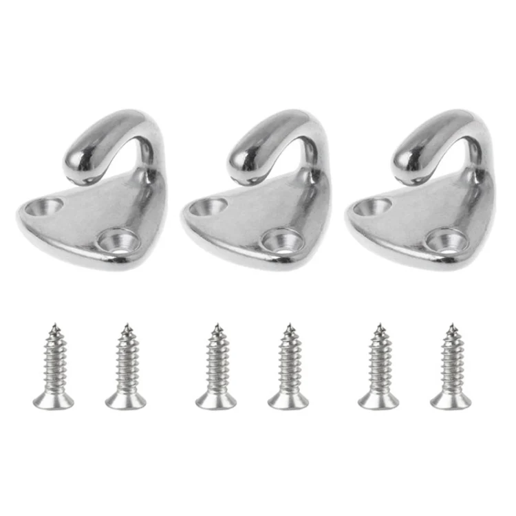 WS0039.webp 316 Stainless Steel Yacht Fender Hook Coat Hook with 2 x 2.9x13 Screws - Image 1