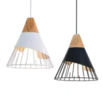 E27 Modern Lighting Iron Solid Wood Pendant Light Hanging Lamp - Image 8