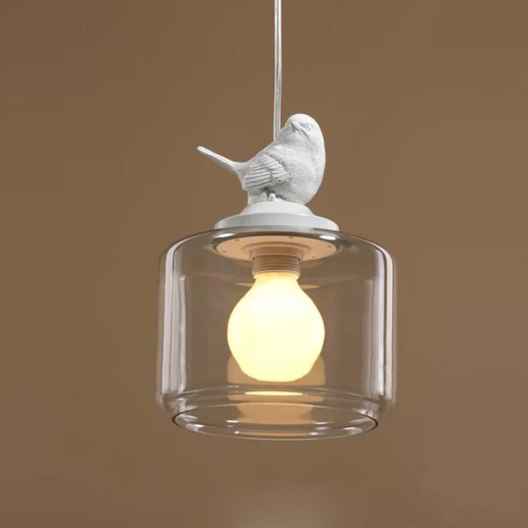 Nordic Modern Hanging Lamp Transparent Birdcage Glass Pendant Light LED E27 Ceiling Light Perfect for Kitchen Dining Room Bedroom(Cold White)