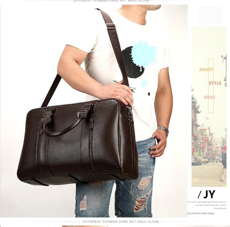 Large Capacity PU Leather Business Travel Bag Sports Gym Travel Handbag