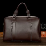 Large Capacity PU Leather Business Travel Bag Sports Gym Travel Handbag - Image 2