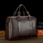 Large Capacity PU Leather Business Travel Bag Sports Gym Travel Handbag - Image 3