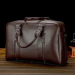 Large Capacity PU Leather Business Travel Bag Sports Gym Travel Handbag - Image 4
