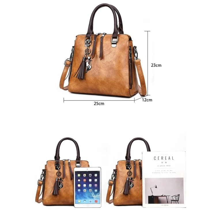 ZY13113244R_5.webp Casual PU Shoulder Bag Ladies Handbag Messenger Bag with Tassel and Cat Pendant - Image 6