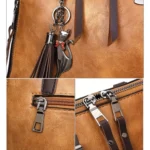 Casual PU Shoulder Bag Ladies Handbag Messenger Bag with Tassel and Cat Pendant - Image 8