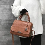 Casual PU Shoulder Bag Ladies Handbag Messenger Bag with Rivet - Image 3