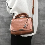 Casual PU Shoulder Bag Ladies Handbag Messenger Bag with Rivet - Image 4