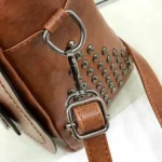 Casual PU Shoulder Bag Ladies Handbag Messenger Bag with Rivet - Image 6