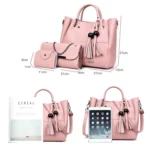 3 in 1 Casual PU Shoulder Bag Ladies Handbag Messenger Bag with Bear Tassel - Image 5