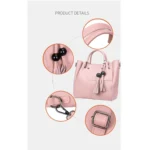 3 in 1 Casual PU Shoulder Bag Ladies Handbag Messenger Bag with Bear Tassel - Image 8