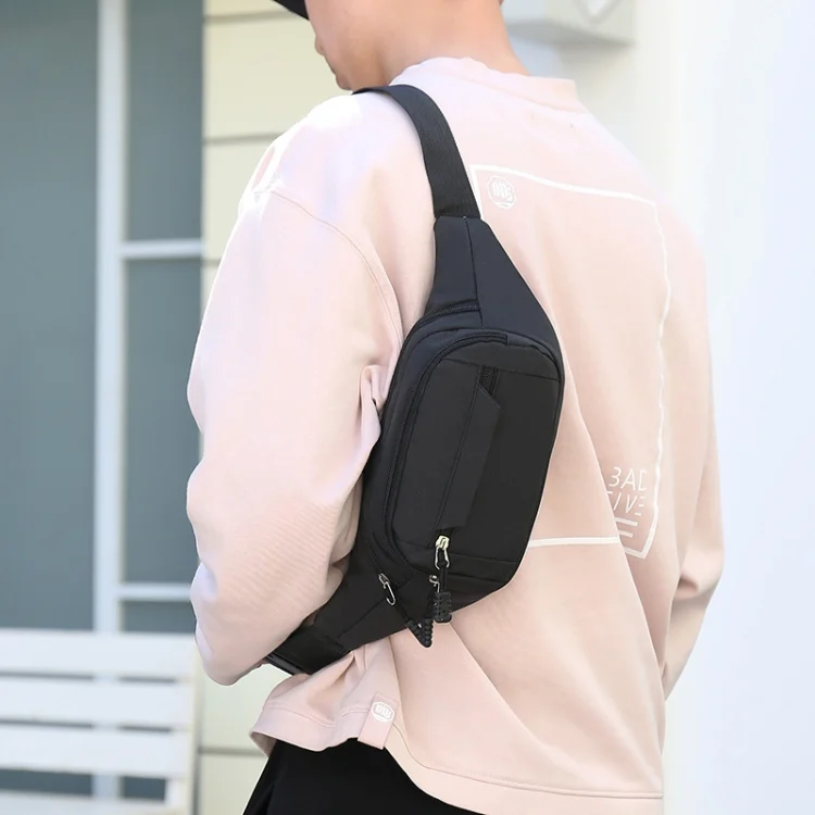 ZY14280008B_2.webp Pure Color Multi-function Pockets Waterproof Chest Bag Waist Sports Bag - Image 3