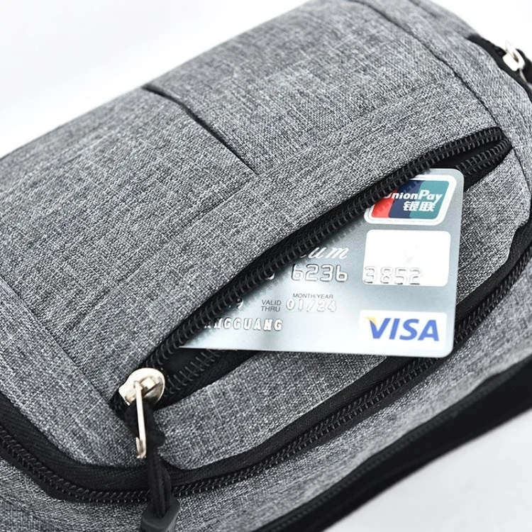 ZY14280284B_5.webp Pure Color Multi-function Casual Pockets Waterproof Chest Bag Waist Sport Bag - Image 6