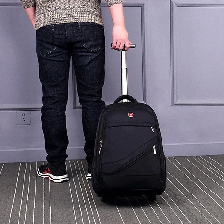 18 inch Pull Rod Double Shoulders School Bag Book Backpack Business Travel Box Bag