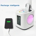 10W Touch Control 3-speed Adjustment Light DimmableEye Protection Table Lamp Coloured Night Light with Pen Holder & Alarm Clock - Image 4