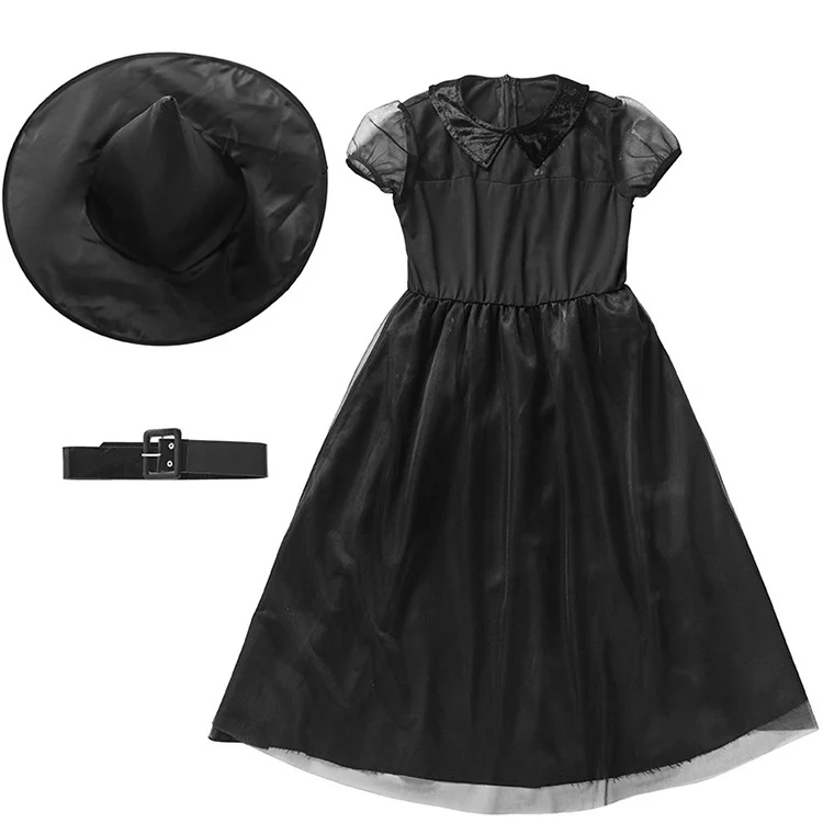 ZY45937309AA_1.webp Black Gauze Little Witch Costume, Halloween Cosplay Witch Costume - Image 2