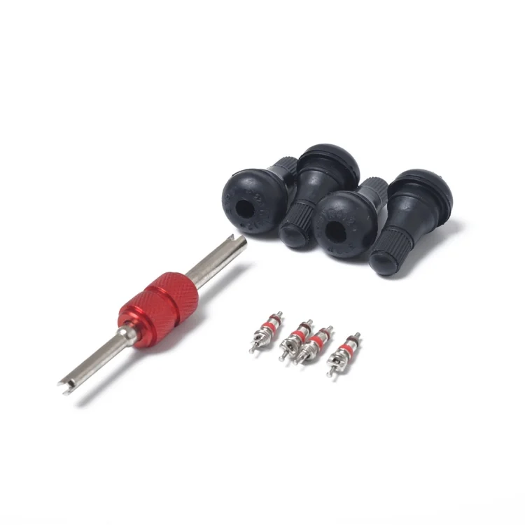 ZY6412184_1.webp Snap-in Short Black Rubber Valve Stem (TR412) with Valve Core Wrench for Tubeless 0.453 Inch 11.5mm Rim Holes on Standard Vehicle Tires - Image 2