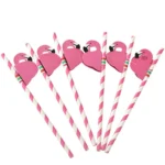 50 PCS 3D Flamingo Jungle Paper Straws Party Decorations Cocktail Straw (Pink) - Image 5