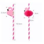 50 PCS 3D Flamingo Jungle Paper Straws Party Decorations Cocktail Straw (Pink) - Image 2