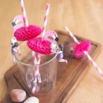 50 PCS 3D Flamingo Jungle Paper Straws Party Decorations Cocktail Straw (Pink) - Image 3