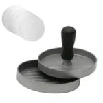 Household Food Grade Aluminum Alloy Kitchen Non-stick Coating Pressure Meat Patty Cake Hamburger Mold with 40 PCS Sided Silicone Papers - Image 2