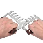 2 PCS Bear Claw Shaped stainless steel Barbecue Fork Chicken Shredded Wooden Handle  Anti-skid Creative Kitchen Fork Claw Meat Claw Splitter with - Image 3