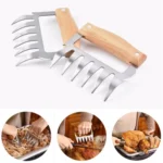 2 PCS Bear Claw Shaped stainless steel Barbecue Fork Chicken Shredded Wooden Handle  Anti-skid Creative Kitchen Fork Claw Meat Claw Splitter with - Image 6