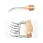 2 PCS Bear Claw Shaped stainless steel Barbecue Fork Chicken Shredded Wooden Handle  Anti-skid Creative Kitchen Fork Claw Meat Claw Splitter with - Image 7