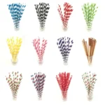 2 Packs / 50pcs Degradable Color Environmental Protection Striped Paper Straw Disposable Kraft Paper Straw - Image 3