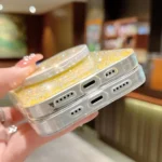 Starry Sequin Round Mirror Stand Epoxy TPU Phone Case - Image 7