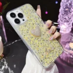 Starry Sequin Diamond Heart Epoxy TPU Phone Case - Image 3