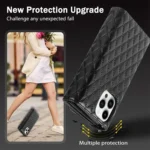 Zipper Multi-Card Wallet Rhombic Leather Phone Case - Image 4