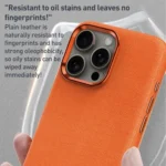 Metal Lens Frame Leather Full Coverage Shockproof Phone Case - Image 3
