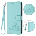 Cat Rat Embossed Pattern RFID PU Phone Case with Wrist Strap - Image 2